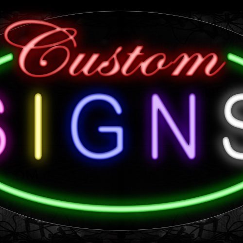 Image of 14402 Custom Signs With Green Oval Border Neon Signs_17x30 Contoured Black Backing