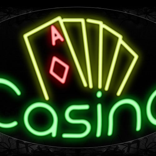 Image of 14436 Casino With Cards Logo Neon Signs_17x30 Contoured Black Backing