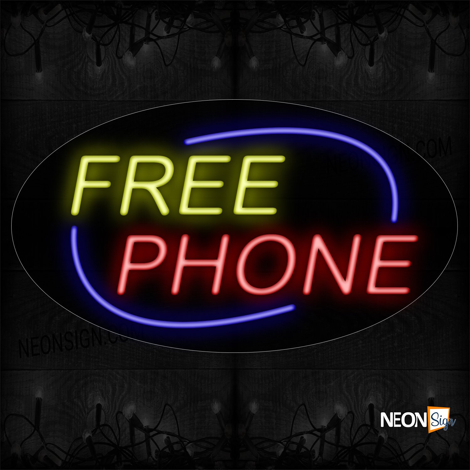Image of 14452 Free Phone Traditional Neon_17x30 Contoured Black Backing
