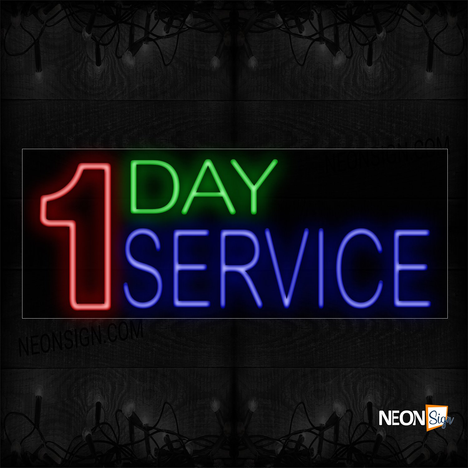 Image of 14475 1 Day Service Neon Signs_13x32 Black Backing