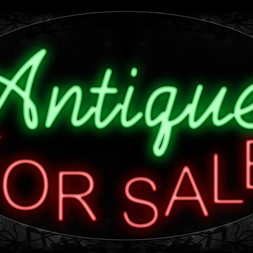 Image of 14492 Antiques For Sale Neon Sign_17x30 Contoured Black Backing