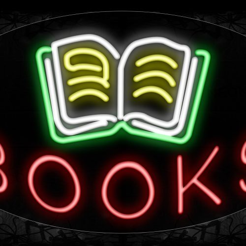 Image of 14497 Books With Logo Neon Signs_17x30 Contoured Black Backing
