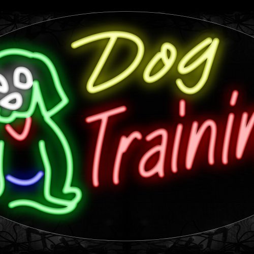 Image of 14512 Dog Training With Logo Neon Sign_17x30 Contoured Black Backing
