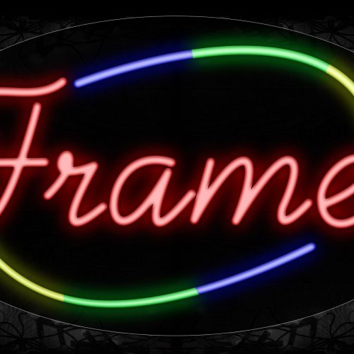Image of 14520 Frames In Red With Colorful Arc Border Neon Signs_17x30 Contoured Black Backing