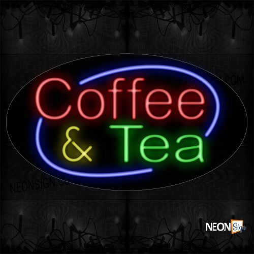 Image of 14578 Coffee & Tea Traditional Neon_17x30 Contoured Black Backing