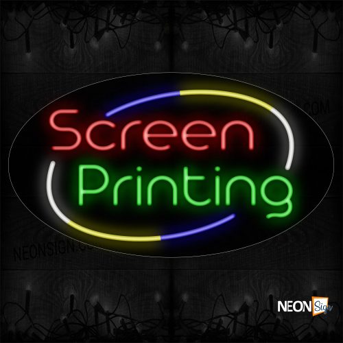 Image of 14602 Screen Printing With Colorful Arc Border Neon Signs_17x30 Contoured Black Backing