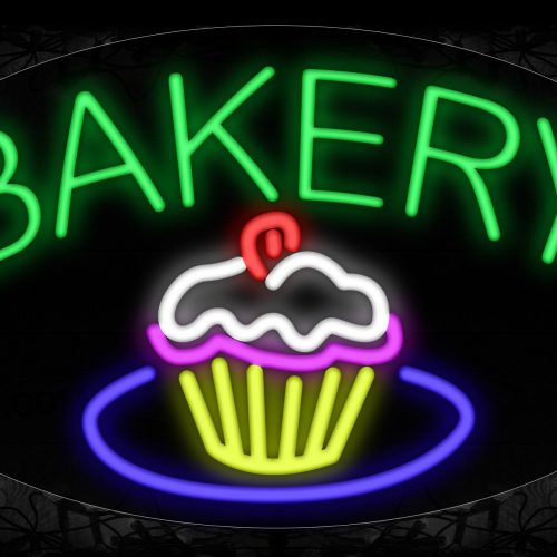 Image of 14615 Bakery With Cupcake Neon Signs_17x30 Contoured Black Backing