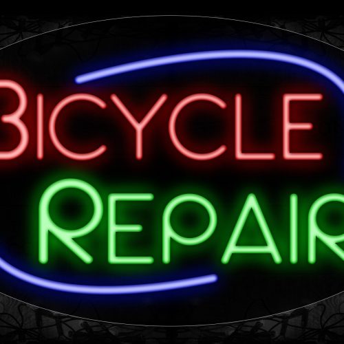 Image of 14616 Bicycle Repair With Circle Border Neon Signs_17x30 Contoured Black Backing