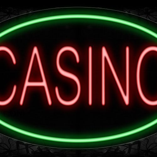 Image of 14617 Casino With Circle Border Neon Signs_17x30 Contoured Black Backing