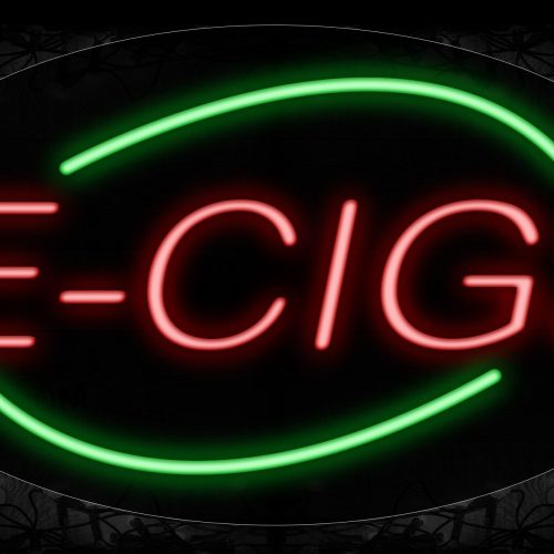 Image of 14619 E-Cigs With Green Ellipse Traditional Neon_17x30 Contoured Black Backing