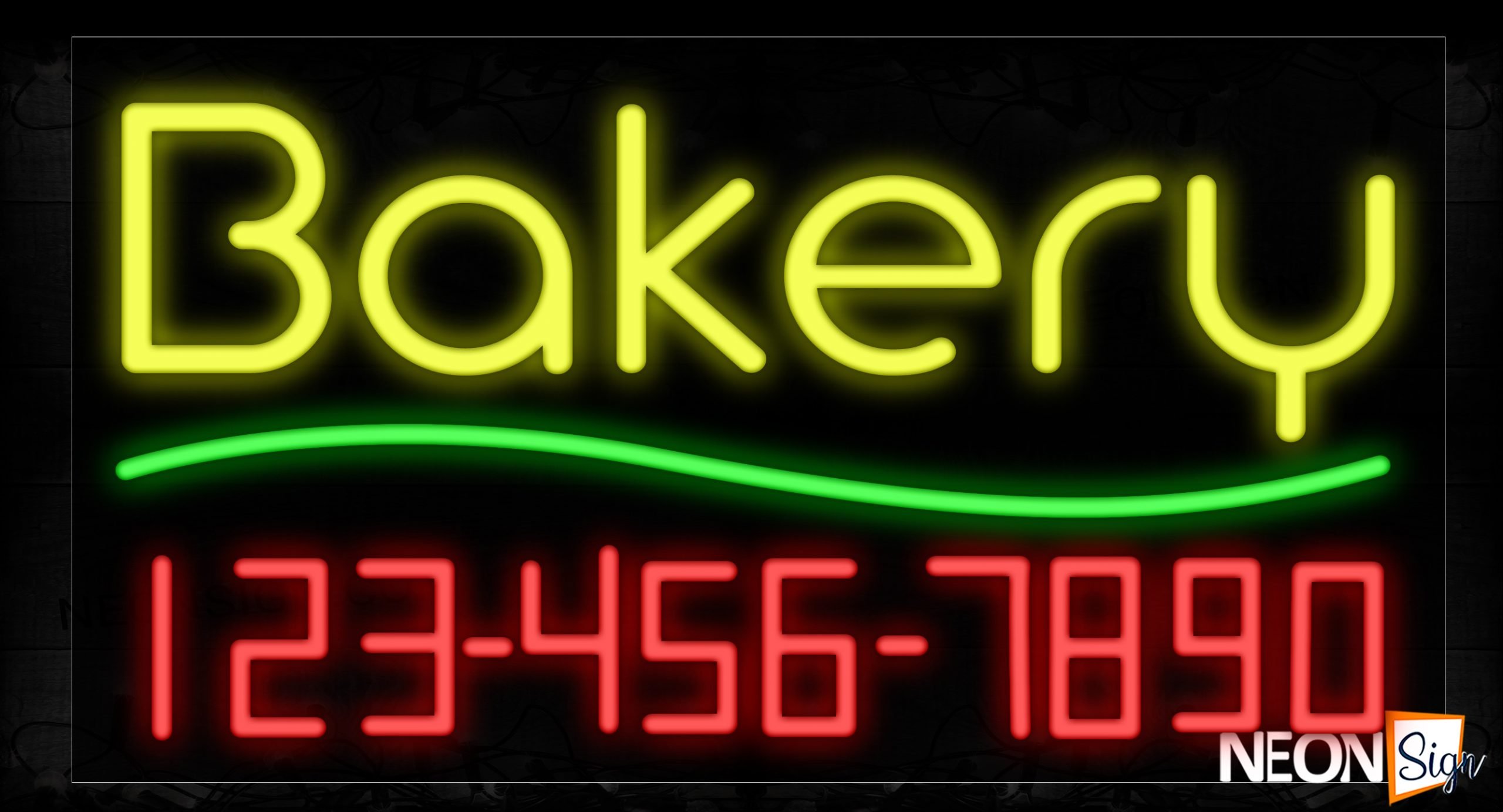 Image of 15017 Bakery With Contact No Neon Signs_20x37 Black Backing