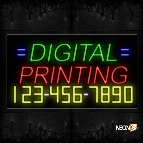 Image of 15063 Digital Printing With Phone Number Neon Signs_20x37 Black Backing