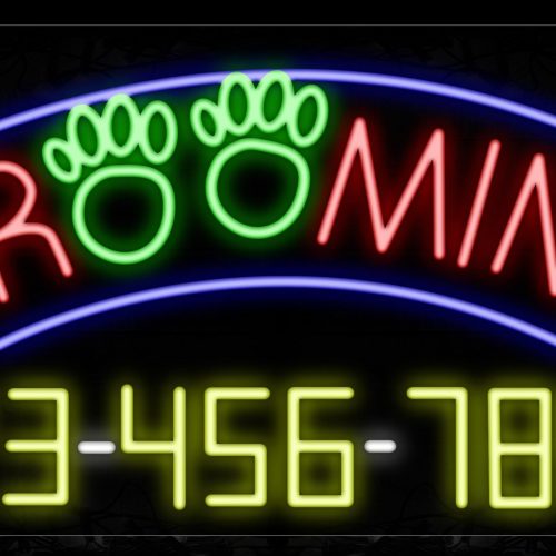 Image of 15069 Grooming With Contact No Neon Sign_20x37 Contoured Black Backing