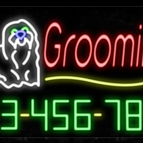 Image of 15069 Grooming With Contact No Neon Sign_20x37 Contoured Black Backing (1)