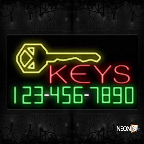 Image of 15076 Key And Phone Number With Logo Neon Signs_20x37 Black Backing