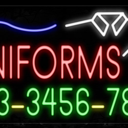 Image of 15115 Uniforms And Form Number With Blue Line And Logo Neon Signs_20x37 Black Backing