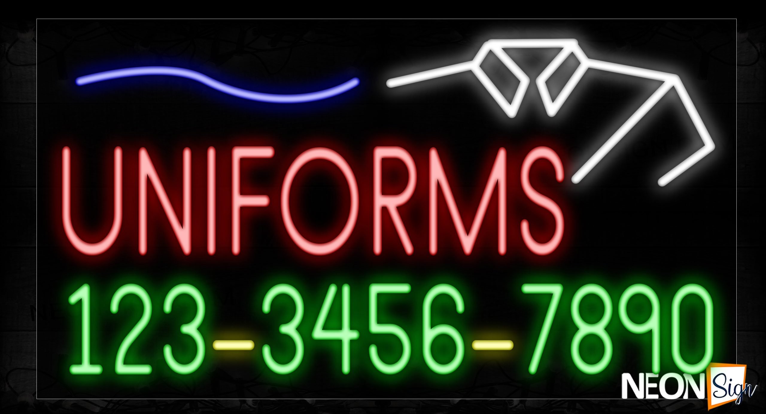 Image of 15115 Uniforms And Form Number With Blue Line And Logo Neon Signs_20x37 Black Backing