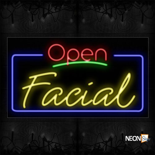 Image of 15402 Open Facial With Border Neon Signs_20x37 Black Backing