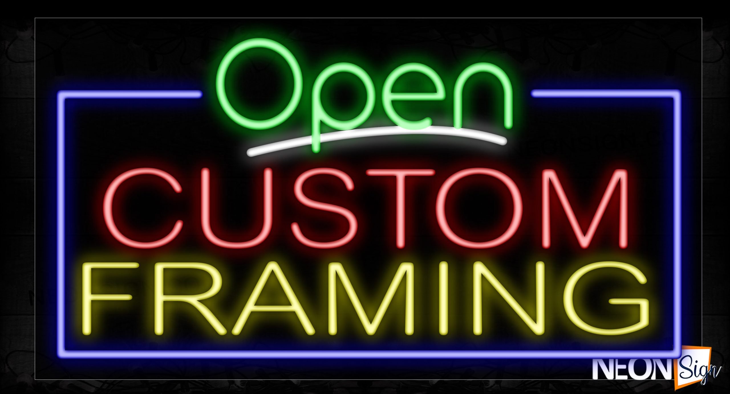 Image of 15503 Open Custom Framing With Border Neon Signs_20x37 Black Backing