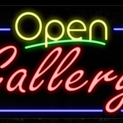 Image of 15505 Open Gallery With Border Neon Signs_20x37 Black Backing
