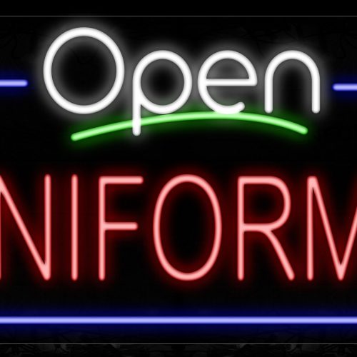 Image of 15593 Open Uniforms With Border Neon Signs_20x37 Black Backing