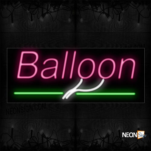 Image of 10016 Balloon With Green Line Neon Sign_13x32 Black Backing