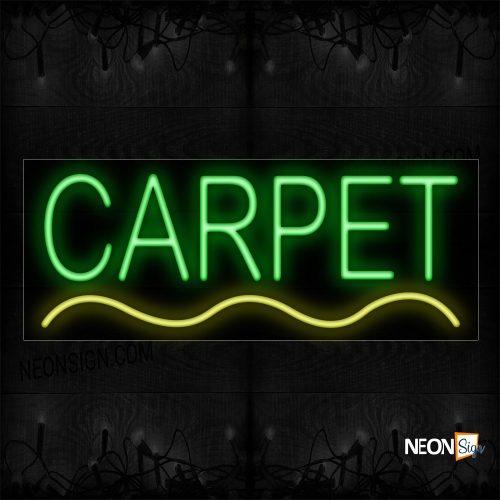 Image of 10033 Carpet In Green With Yellow Curved Line Neon Sign_13x32 Black Backing