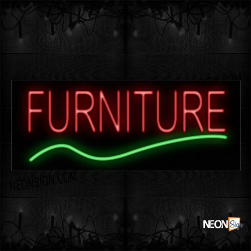 Image of 10062 Furniture In Red With Green Line Neon Sign_13x32 Black Backing