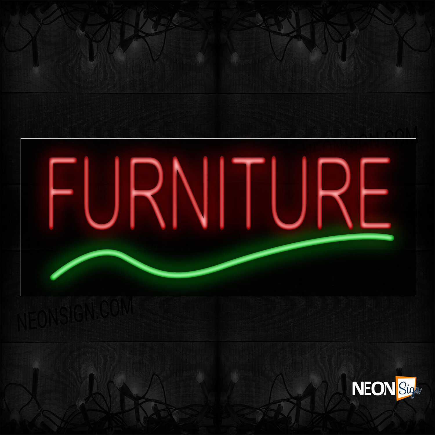 Image of 10062 Furniture In Red With Green Line Neon Sign_13x32 Black Backing