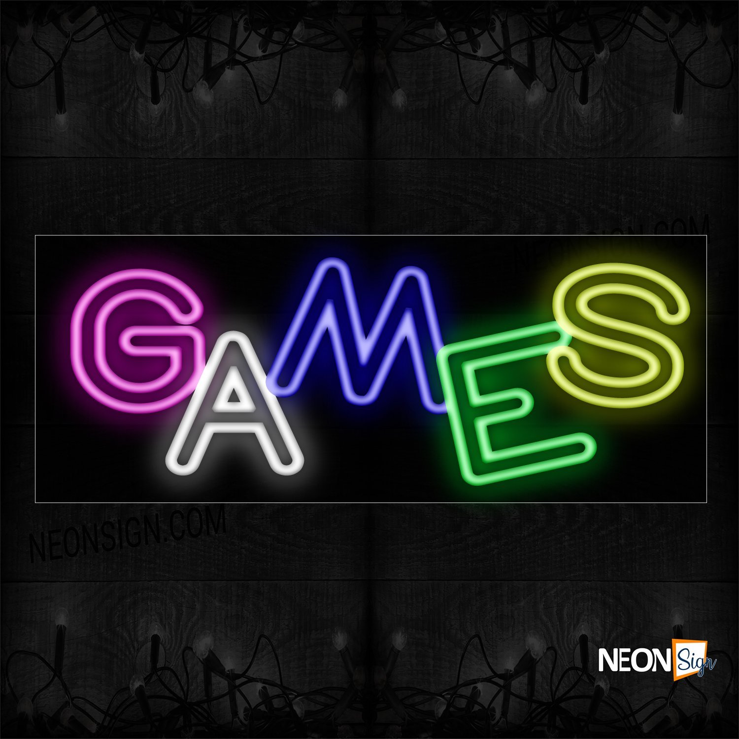 Image of 10064 Double Stroke Games Neon Sign_13x32 Black Backing