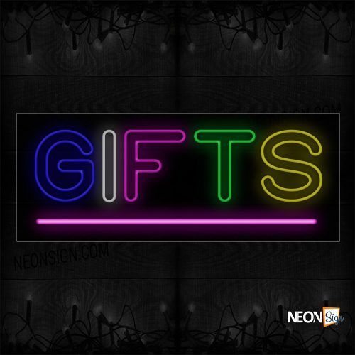 Image of 10065 Double Stroke Colorful Gifts With Pink Line Neon Sign_13x32 Black Backing