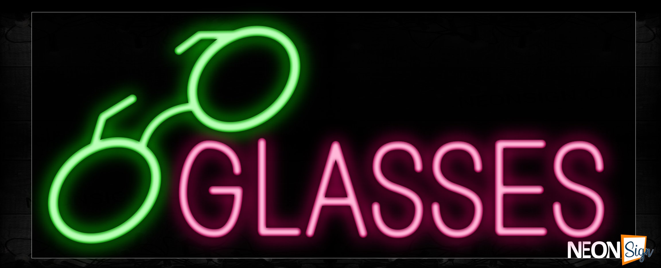 Image of 10066 Glasses with eyeglass logo Neon Sign_13x32 Black Backing