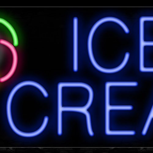 Image of 10077 Ice Cream with logo Neon Sign_13x32 Black Backing