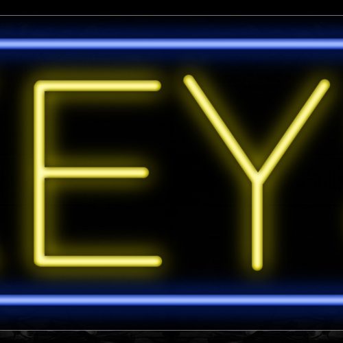 Image of 10083 Keys in yellow with blue border Neon Sign_13x32 Black Backing