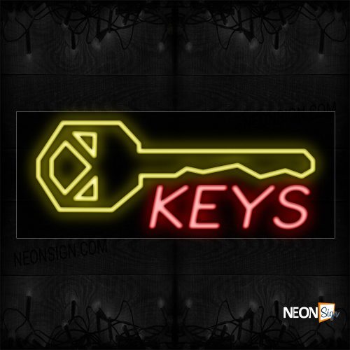 Image of 10084 Keys With Key Logo Neon Sign_13x32 Black Backing