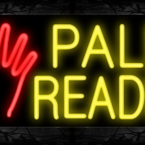 Image of 10104 Palm Reader with palm logo Neon Sign 13x32 Black Backing