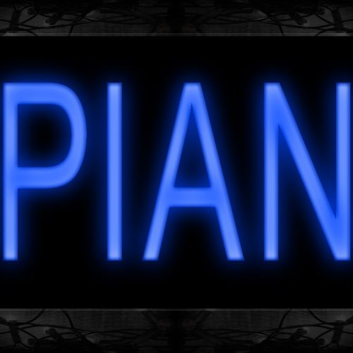 Image of 10111 Piano with note logo Neon Sign 13x32 Black Backing
