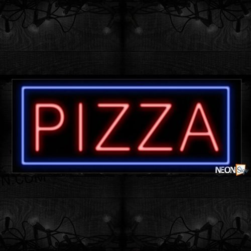 Image of 10112 Pizza with border Neon Sign_13x32 Black Backing
