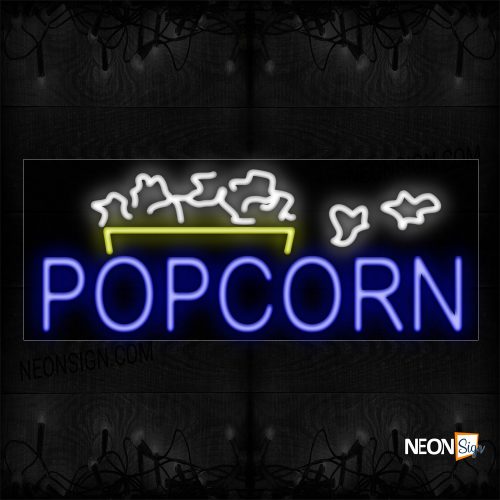 Image of 10113 Popcorn With Logo Neon Sign_13x32 Black Backing