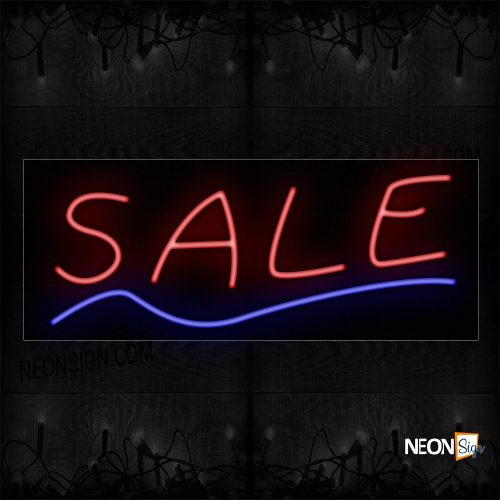 Image of 10118 Sale In Red With Blue Line Neon Sign_13x32 Black Backing