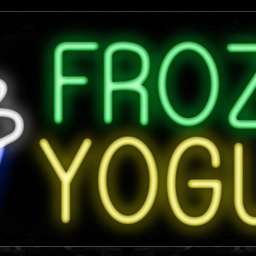 Image of 10147 Frozen Yogurt with logo Neon Sign_13x32 Black Backing