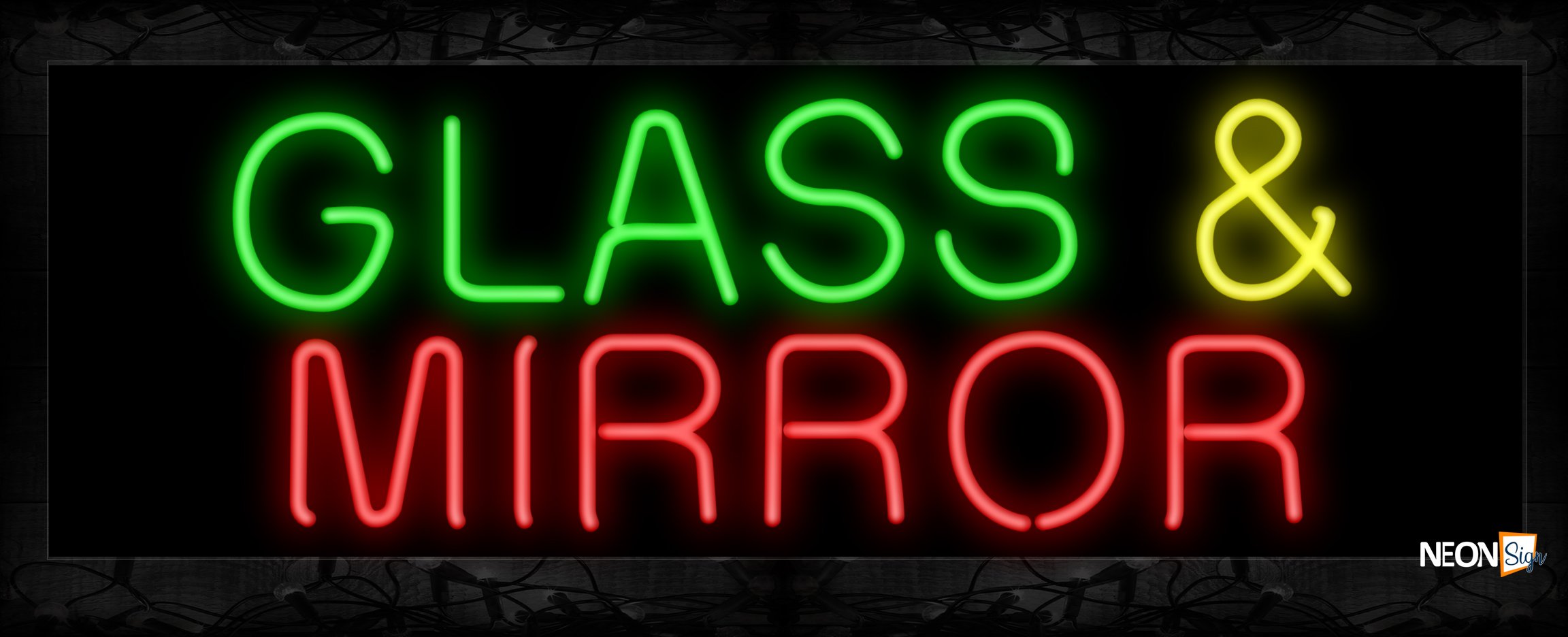 Image of 10157 Glass & Mirror Neon Sign 13x32 Black Backing