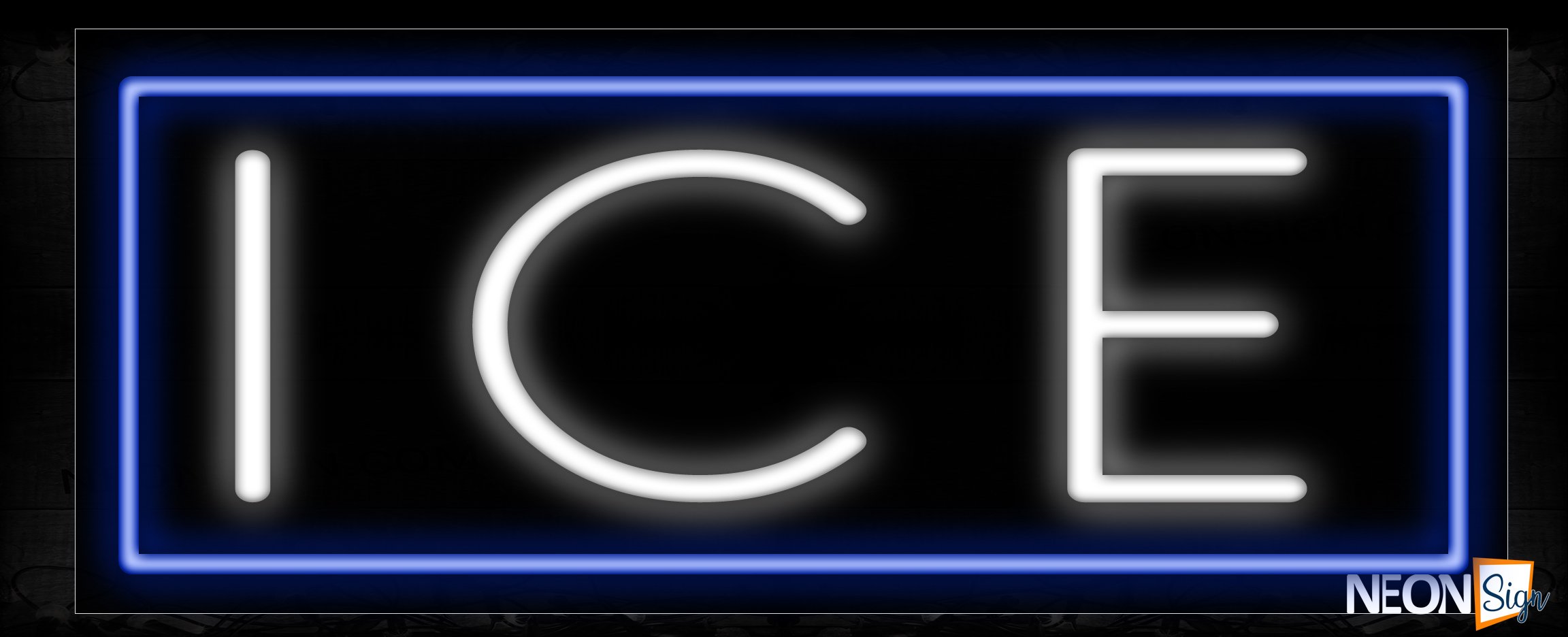 Image of 10254 Ice with border Neon Sign_13x32 Black Backing