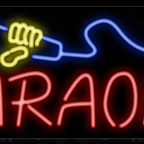 Image of 10257 Karaoke with mic logo Neon Sign_13x32 Black Backing