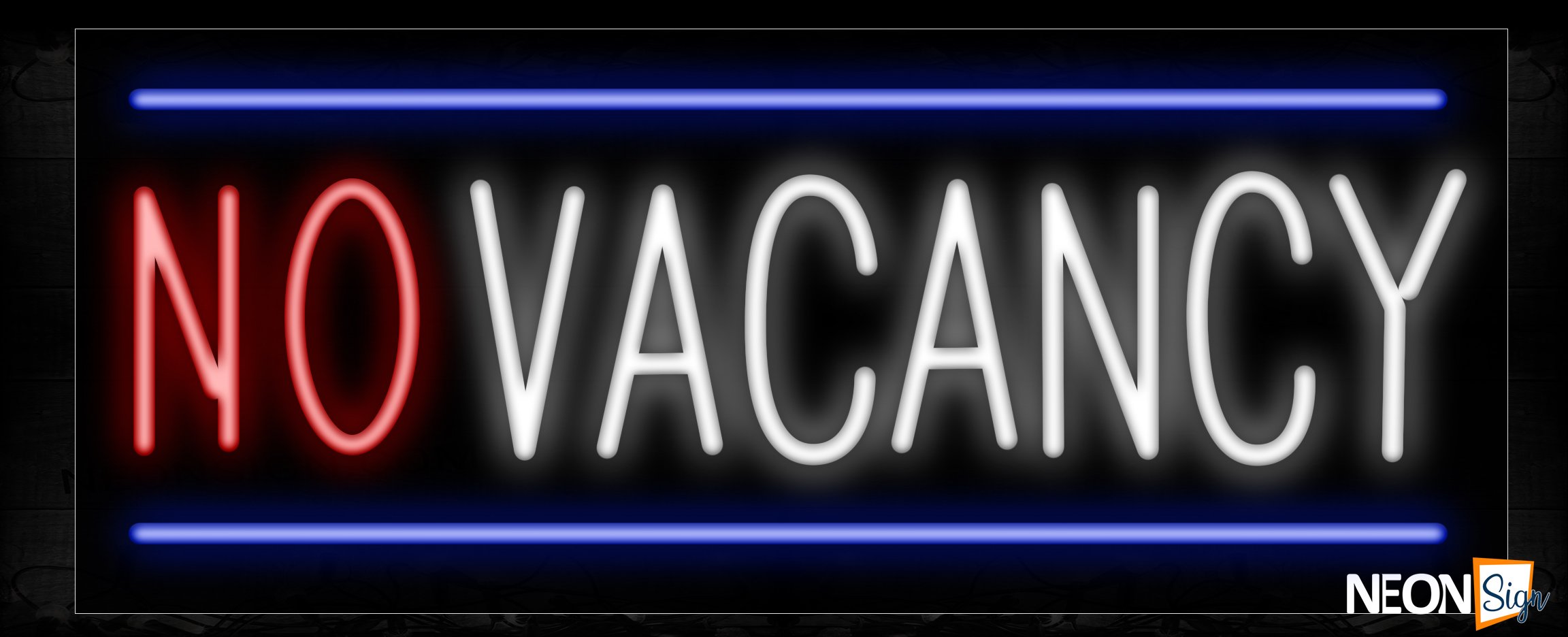 Image of 10267 No Vacancy with blue border Neon Sign_13x32 Black Backing