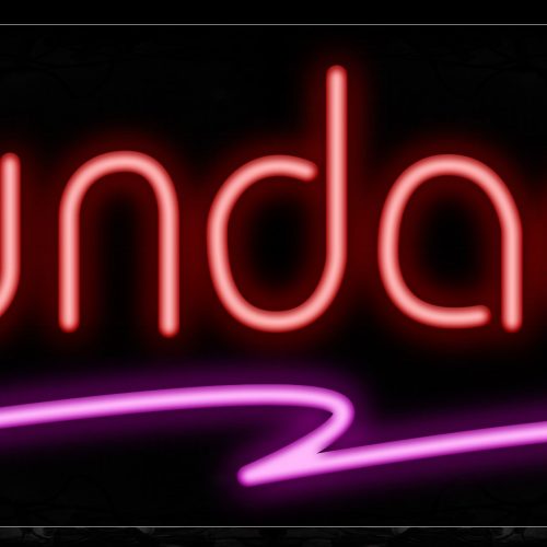 Image of 10296 Sundaes in red with pink line Neon Sign_13x32 Black Backing