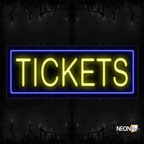 Image of 10301 Tickets In Yellow With Blue Border Neon Sign_13x32 Black Backing
