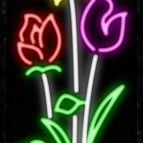 Image of 10320 Flowers Design logo Neon Signs_32 x12 Black Backing