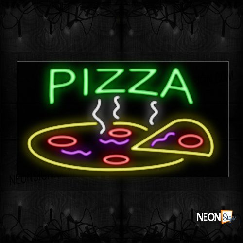Image of 10407 Pizza With A Slice Neon Sign_20x37 Black Backing