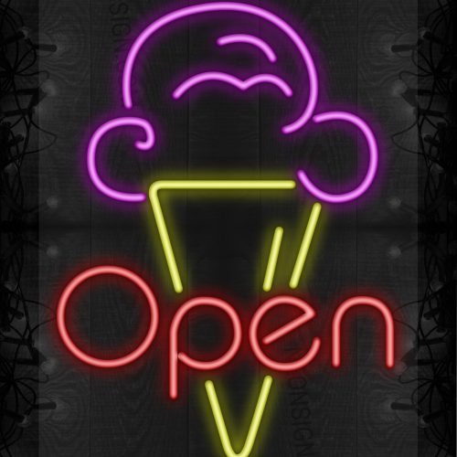 Image of 10409 Open with Ice Cream with Cone LED Flex_24 x31 Clear Backing